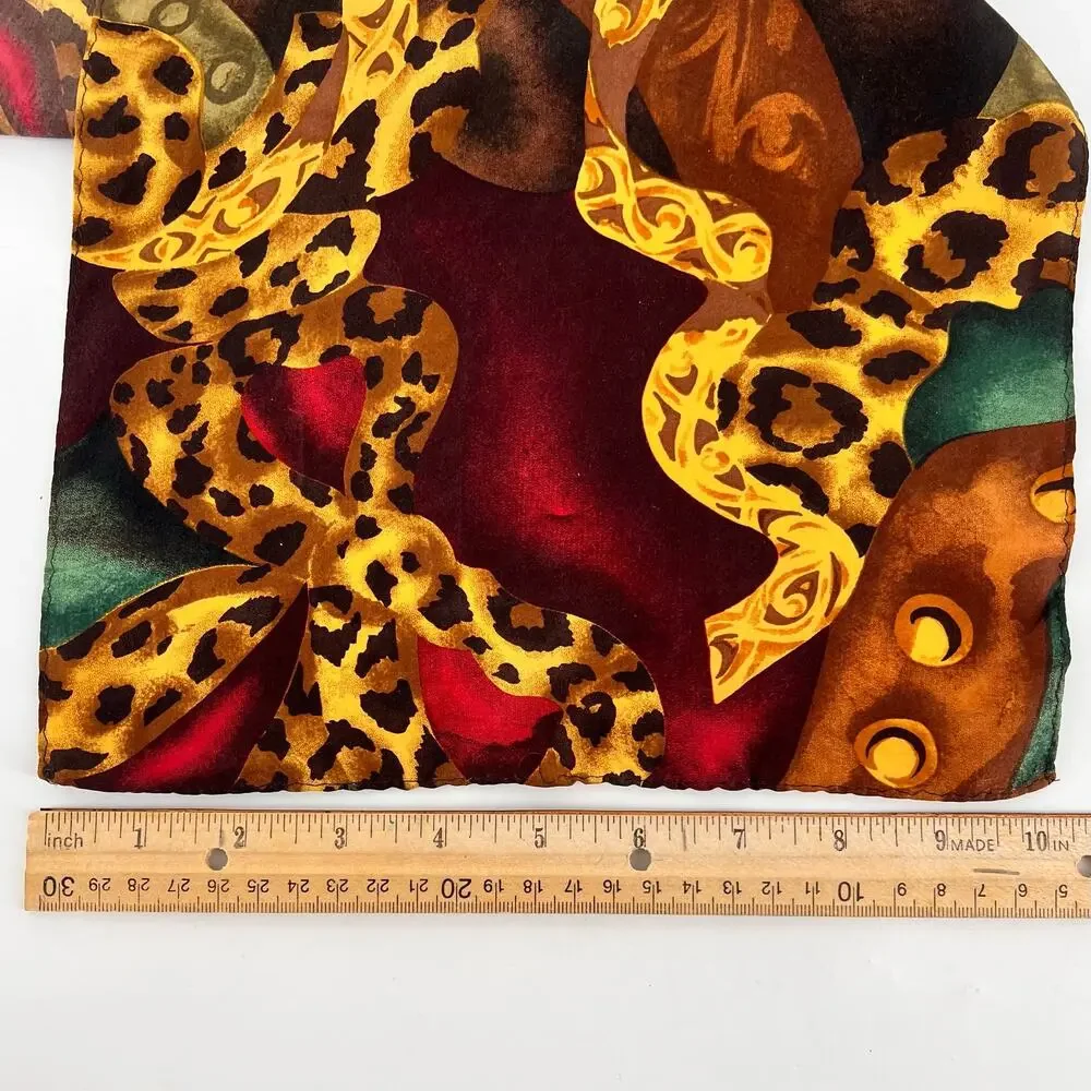 Vintage Silk Scarf Leopard Chain Print vintage 90s Maximalist